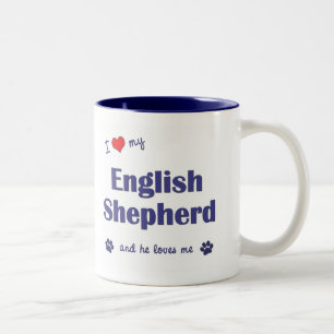 Ik hou van mijn Engelse Shepherd (Mannelijke hond) Tweekleurige Koffiemok