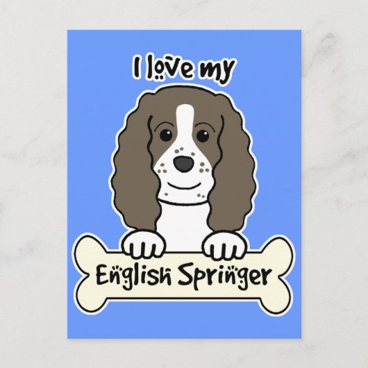 Ik hou van mijn Engelse Springer Briefkaart (Voorkant)