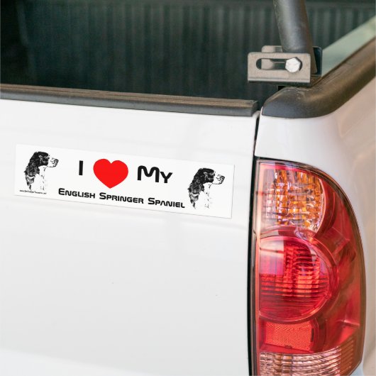 Ik hou van mijn Engelse Springer Spaniel Bumpersti Bumpersticker (Op Truck)