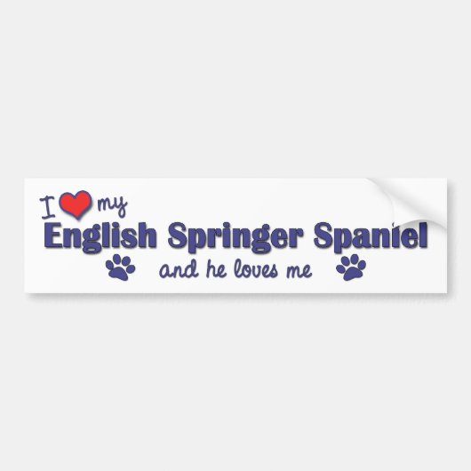 Ik hou van mijn Engelse Springer-spaniel (Mannelij Bumpersticker (Voorkant)