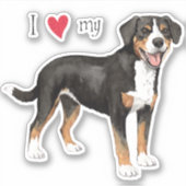 Ik hou van mijn Entlebucher Mountain Dog Vinyl Sti Sticker (Voorkant)