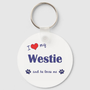Ik hou van mijn estie (mannelijke hond) sleutelhanger