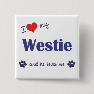 Ik hou van mijn estie (mannelijke hond) vierkante button 5,1 cm