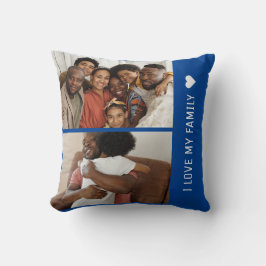 Ik hou van mijn familie Custom 4 Foto Collage Blue Kussen