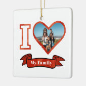 Ik hou van mijn familie Gepersonaliseerd Fotokerst Keramisch Ornament (Links)