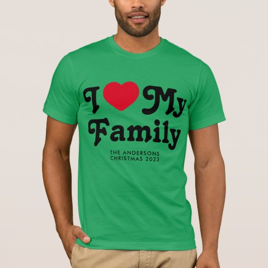 Ik hou van mijn familie kerst matching t-shirt (Voorkant)