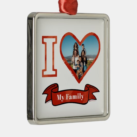 Ik hou van mijn familie Persoonlijke Fototoetsenbo Metalen Ornament (Rechts)
