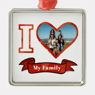 Ik hou van mijn familie Persoonlijke Fototoetsenbo Metalen Ornament