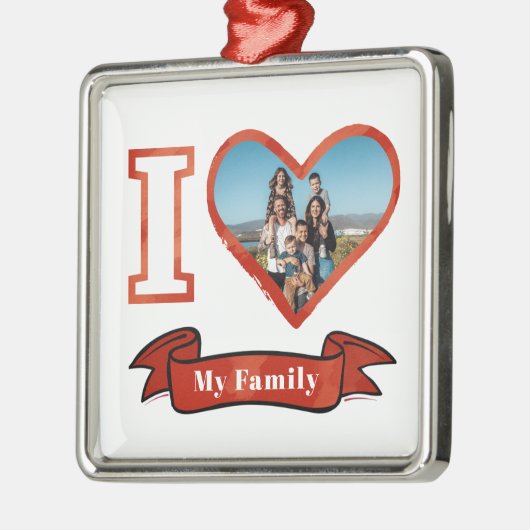 Ik hou van mijn familie Persoonlijke Fototoetsenbo Metalen Ornament (Links)