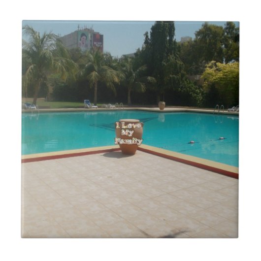 Ik hou van mijn familie poolside kunst tegeltje (Voorkant)