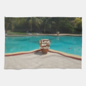 Ik hou van mijn familie poolside kunst theedoek (Horizontaal)