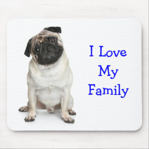 Ik hou van mijn familie Pug Mousepad Muismat