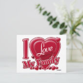 Ik hou van mijn familie rood - hart briefkaart (Staand voorkant)