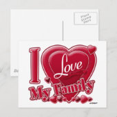 Ik hou van mijn familie rood - hart briefkaart (Voorkant / Achterkant)