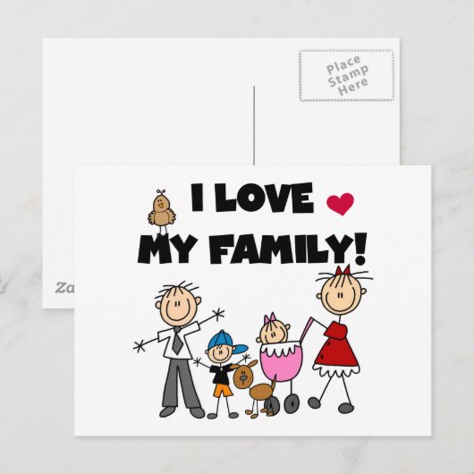 Ik hou van mijn familietshirts en cadeautjes briefkaart (Voorkant / Achterkant)