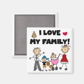 Ik hou van mijn familietshirts en cadeautjes magneet (Voorkant / Achterkant)