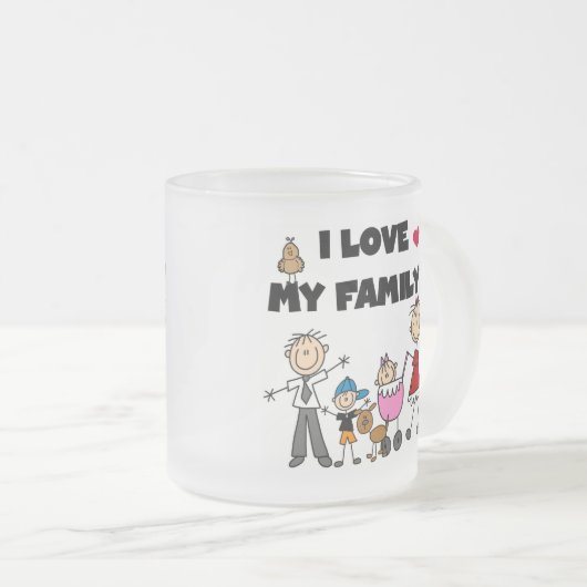 Ik hou van mijn familietshirts en cadeautjes matglas koffiemok (Voorkant rechts)