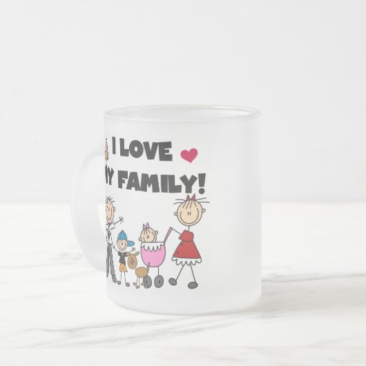 Ik hou van mijn familietshirts en cadeautjes matglas koffiemok (Voorkant links)