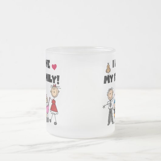 Ik hou van mijn familietshirts en cadeautjes matglas koffiemok (Center)