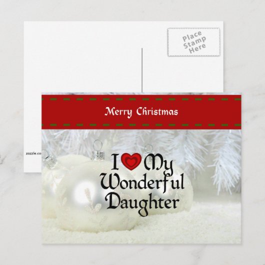 Ik hou van mijn fantastische dochter, kerstontwerp feestdagenkaart (Voorkant / Achterkant)