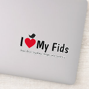Ik hou van mijn Fids Veerachtige Kids Kanarie Vink Sticker