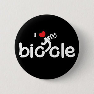 Ik hou van mijn fiets typografie ronde button 5,7 cm