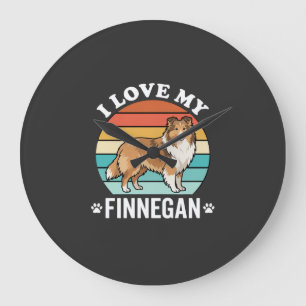 Ik hou van mijn Finnegan Sheltie Retro Zonsonderga Grote Klok