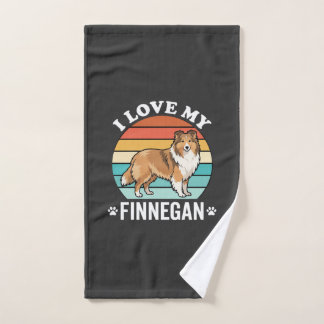 Ik hou van mijn Finnegan Sheltie Retro Zonsonderga Handdoek
