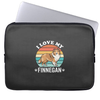 Ik hou van mijn Finnegan Sheltie Retro Zonsonderga Laptop Sleeve