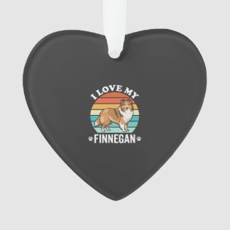 Ik hou van mijn Finnegan Sheltie Retro Zonsonderga Ornament