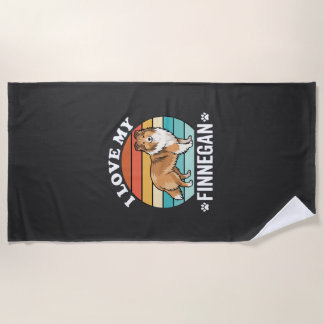 Ik hou van mijn Finnegan Sheltie Retro Zonsonderga Strandlaken