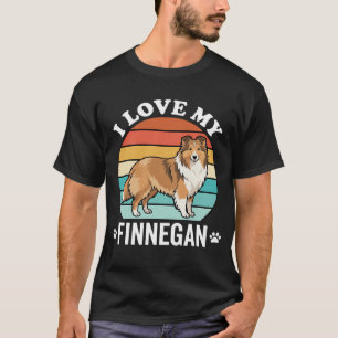 Ik hou van mijn Finnegan Sheltie Retro Zonsonderga T-shirt