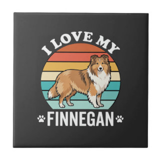 Ik hou van mijn Finnegan Sheltie Retro Zonsonderga Tegeltje