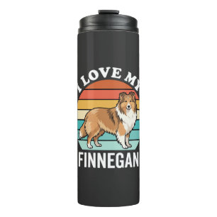 Ik hou van mijn Finnegan Sheltie Retro Zonsonderga Thermosbeker