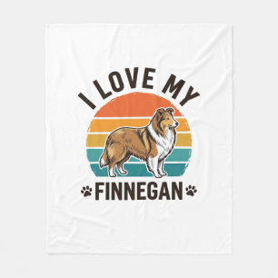 Ik hou van mijn Finnegan Vintage hondennaam shirt  Fleece Deken