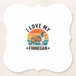Ik hou van mijn Finnegan vintage hondennaam shirt Kartonnen Onderzetters