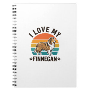 Ik hou van mijn Finnegan Vintage hondennaam shirt  Notitieboek