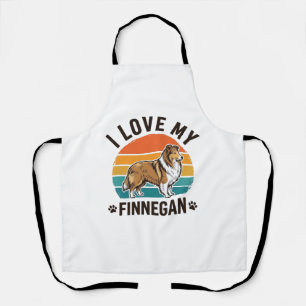 Ik hou van mijn Finnegan Vintage hondennaam shirt Schort