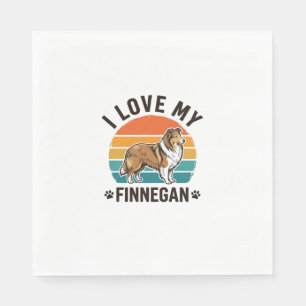 Ik hou van mijn Finnegan vintage hondennaam shirt Servet