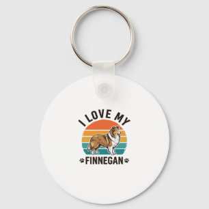 Ik hou van mijn Finnegan vintage hondennaam shirt Sleutelhanger