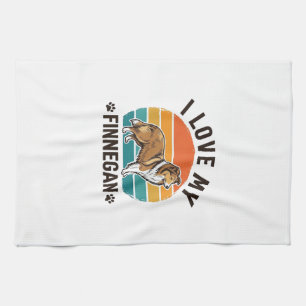 Ik hou van mijn Finnegan vintage hondennaam shirt Theedoek