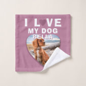 Ik hou van mijn foto van Dog Pink Heart Bad Handdoek (Wasdoekje)