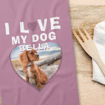 Ik hou van mijn foto van Dog Pink Heart Theedoek<br><div class="desc">Ik hou van mijn Dog Pink Heart Pet Name Foto keukenhanddoek. Een petfoto in een vorm van een hart. Voeg uw foto en naam toe.</div>