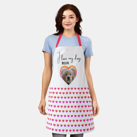 Ik hou van mijn foto van het Hond Pattern Pet Schort (Gedragen)
