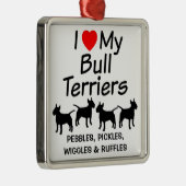 Ik hou van mijn Four Bull Terrier Dogs Ornament (Rechts)