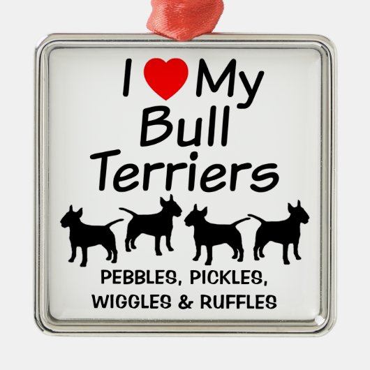 Ik hou van mijn Four Bull Terrier Dogs Ornament (Voorkant)