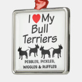 Ik hou van mijn Four Bull Terrier Dogs Ornament (Links)