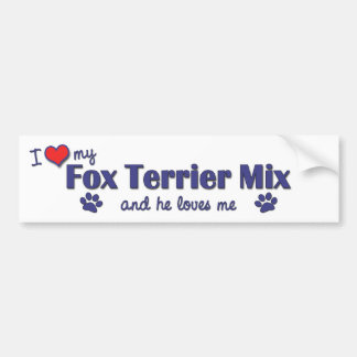 Ik hou van mijn fox terrier Mix (mannelijke hond) Bumpersticker