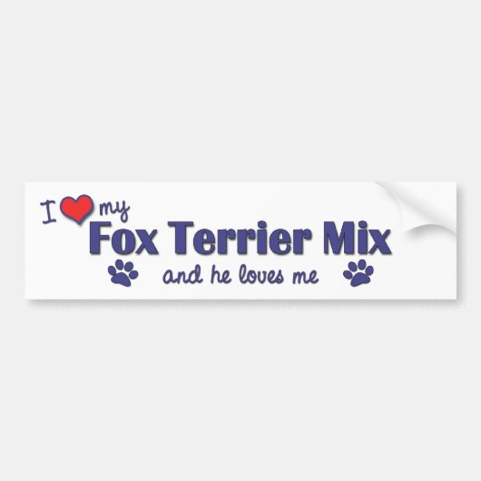 Ik hou van mijn fox terrier Mix (mannelijke hond) Bumpersticker (Voorkant)