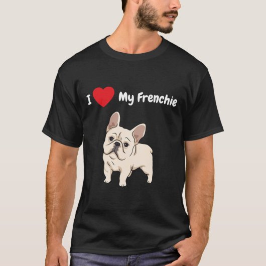 Ik hou van mijn franje voor die Franse hond T-shirt (Voorkant)
